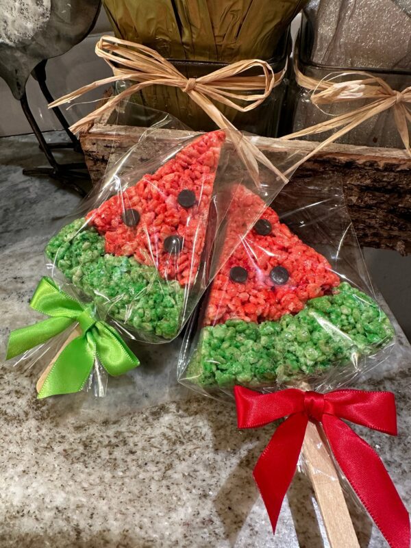 8 Slices of Watermelon Rice Krispie Treats For Birthday Parties/Party Favors/Watermelon Themed Party - Image 4