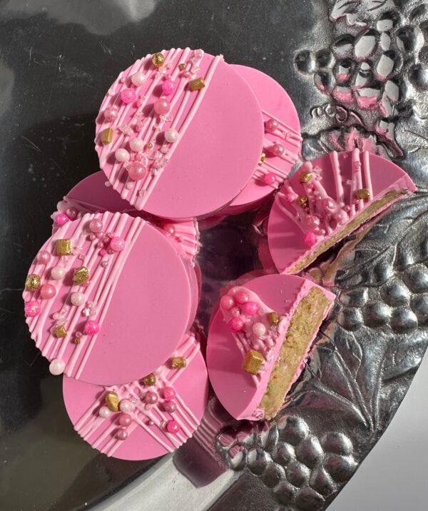 12-Pink Chocolate Cake Pucks For Birthday Party Favors/Gift/Wedding Favor - Image 4