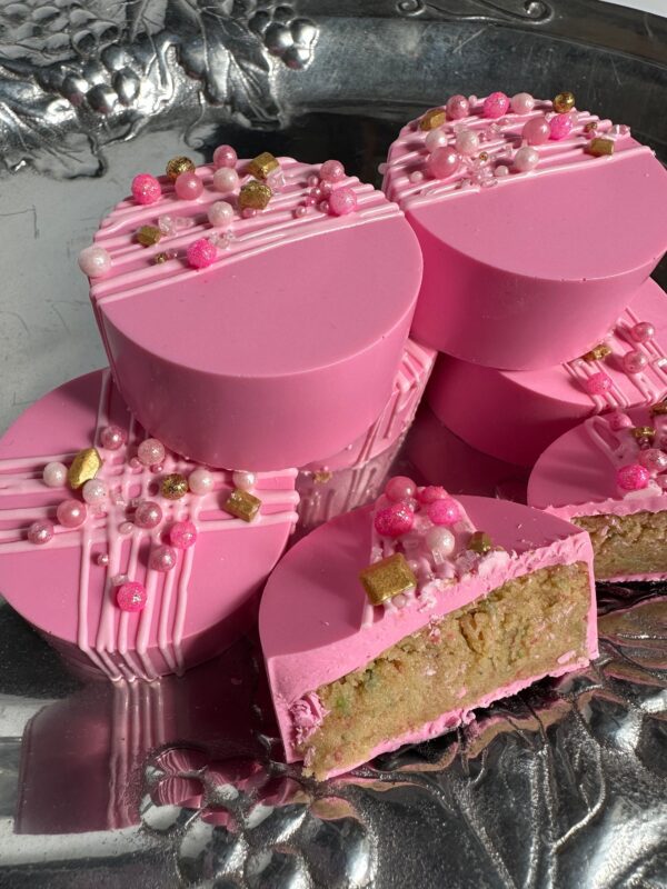 12-Pink Chocolate Cake Pucks For Birthday Party Favors/Gift/Wedding Favor - Image 2