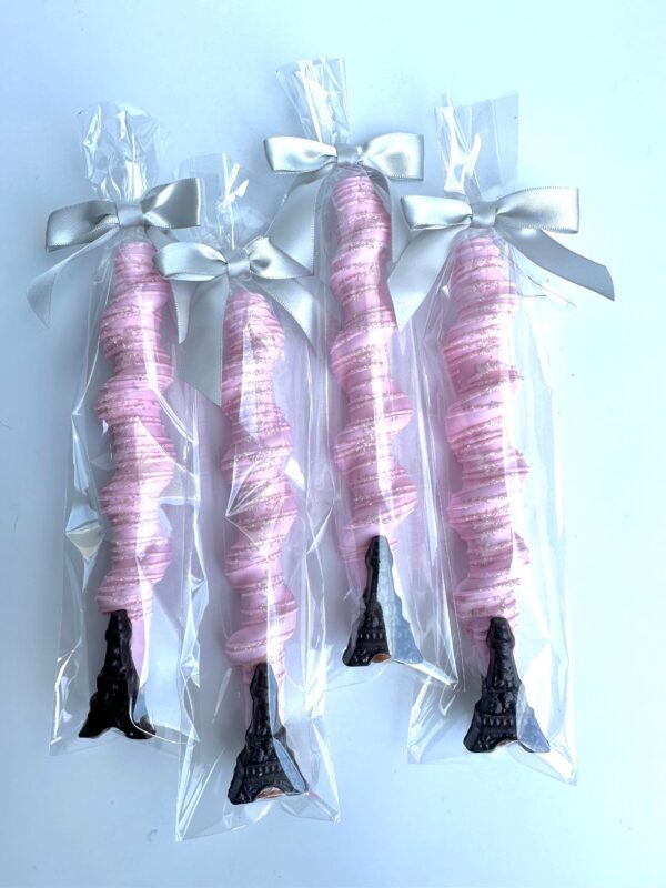 12-Eiffel Tower Chocolate Covered Caramel Pretzels For Wedding/Wedding Shower/Birthday/Baby Shower/Party Favors - Image 8