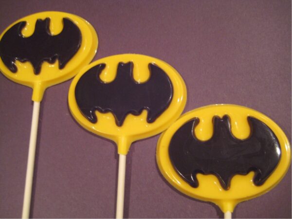12-Super Hero Bat Chocolate Lollipops - Image 2