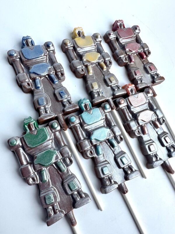 24 Metallic Robot Milk Chocolate Lollipop Favors - Image 2