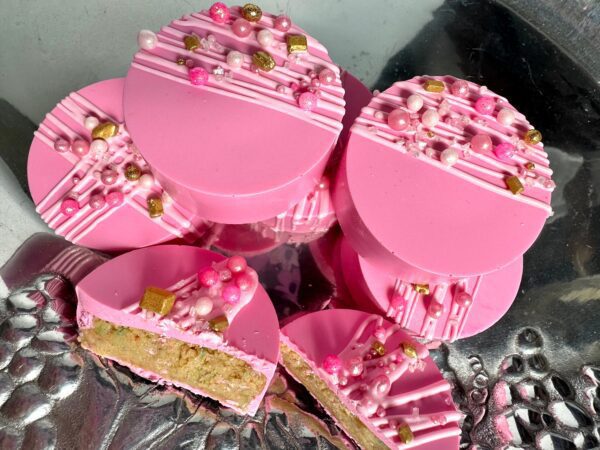 12-Pink Chocolate Cake Pucks For Birthday Party Favors/Gift/Wedding Favor - Image 3