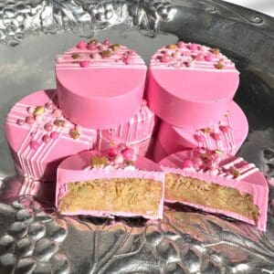 12-Pink Chocolate Cake Pucks For Birthday Party Favors/Gift/Wedding Favor