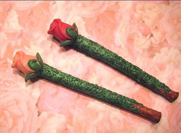 12-Long Stem Roses-Chocolate Covered Pretzel Rods For Birthday Gift/Anniversary Gift/Special Occasion - Image 6