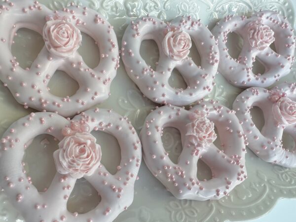 12-Pastel Pink Chocolate Covered Pretzel Twists For Wedding Favor/Baby Shower Favor/Birthday/Party Favor - Image 5
