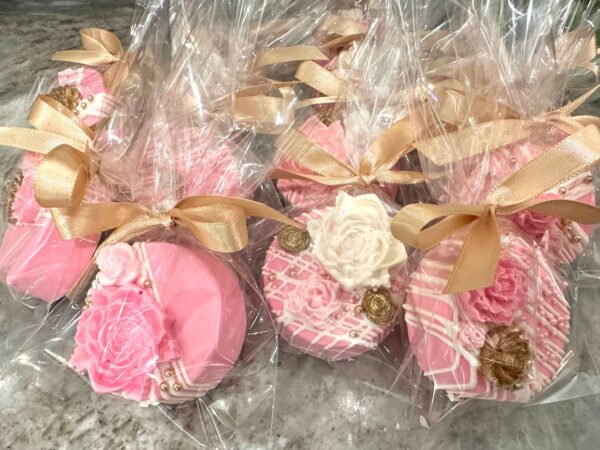 12-Bright Pink/Gold Chocolate Covered Oreos For Baby Shower/Wedding Favors/birthday Favors - Image 7