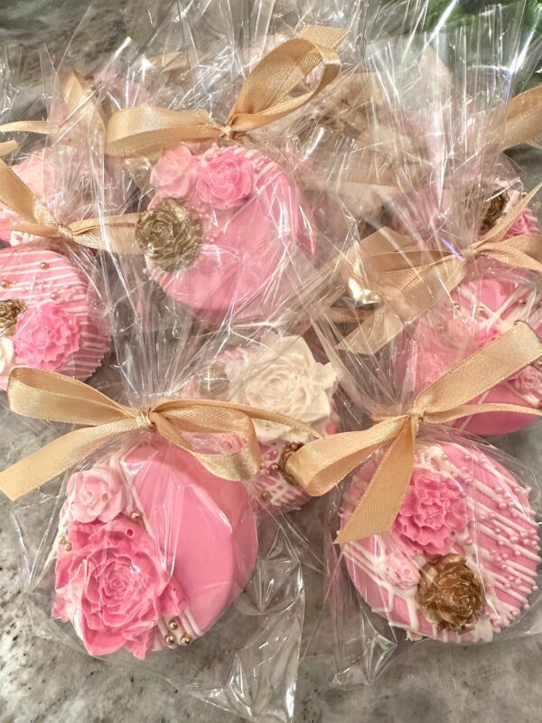 12-Bright Pink/Gold Chocolate Covered Oreos For Baby Shower/Wedding Favors/birthday Favors - Image 9