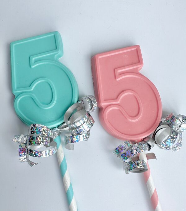 12- Number 5 Chocolate Lollipops For Birthday Party/Party Favors - Image 3