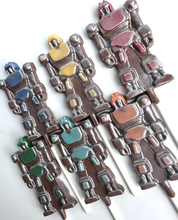 24 Metallic Robot Milk Chocolate Lollipop Favors - Image 4