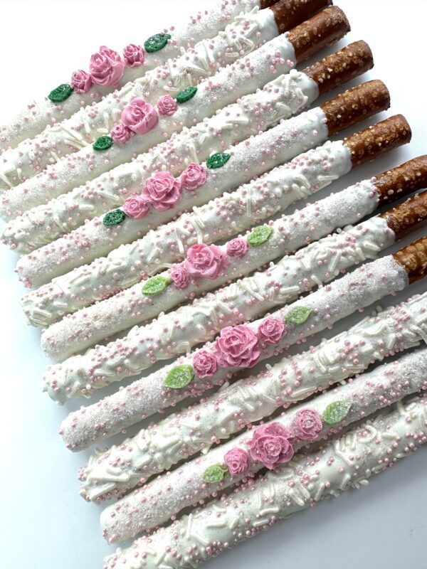 12-Spectacular White Chocolate Covered Pretzels For Birthday Party/Wedding Favor/Shower Favors - Image 2