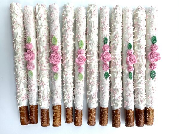 12-Spectacular White Chocolate Covered Pretzels For Birthday Party/Wedding Favor/Shower Favors - Image 3