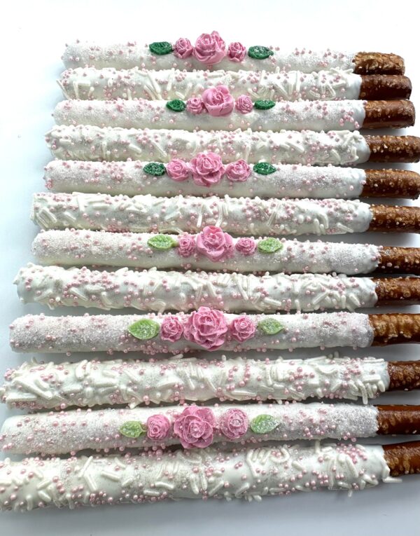 12-Spectacular White Chocolate Covered Pretzels For Birthday Party/Wedding Favor/Shower Favors - Image 5