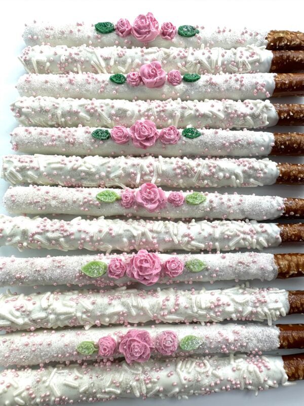 12-Spectacular White Chocolate Covered Pretzels For Birthday Party/Wedding Favor/Shower Favors