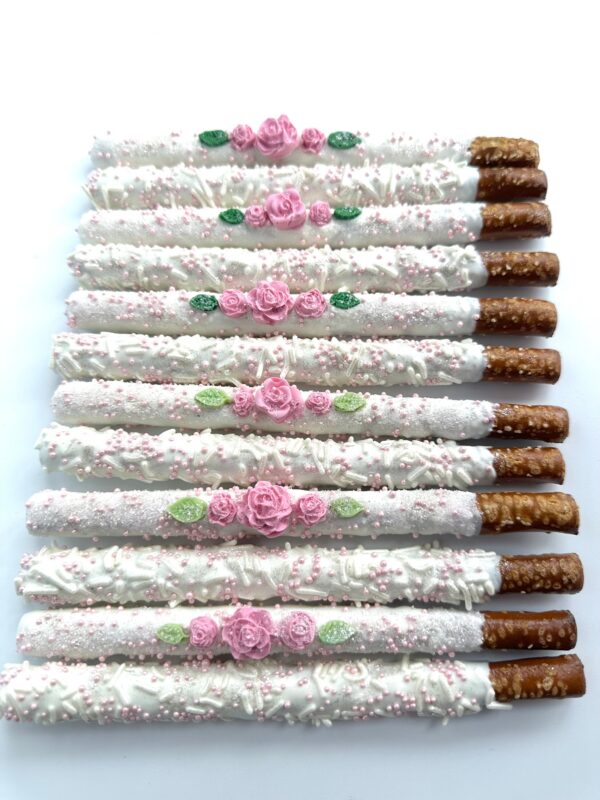 12-Spectacular White Chocolate Covered Pretzels For Birthday Party/Wedding Favor/Shower Favors - Image 7