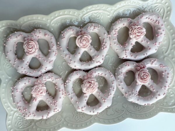12-Pastel Pink Chocolate Covered Pretzel Twists For Wedding Favor/Baby Shower Favor/Birthday/Party Favor - Image 6