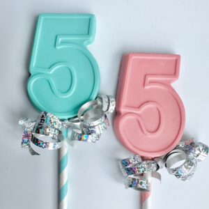 12- Number 5 Chocolate Lollipops For Birthday Party/Party Favors
