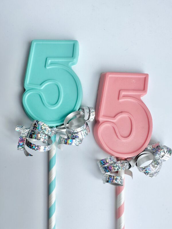 12- Number 5 Chocolate Lollipops For Birthday Party/Party Favors