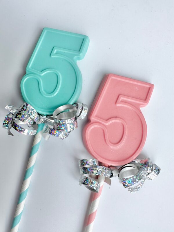 12- Number 5 Chocolate Lollipops For Birthday Party/Party Favors - Image 2
