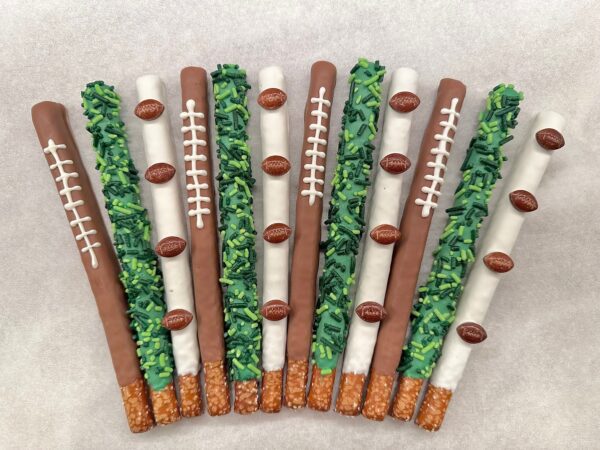 12-Football Themed Chocolate Covered Pretzel Rods For Football Party/Football Game/Football Fan/Party Favors - Image 2