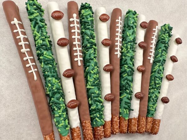 12-Football Themed Chocolate Covered Pretzel Rods For Football Party/Football Game/Football Fan/Party Favors - Image 3