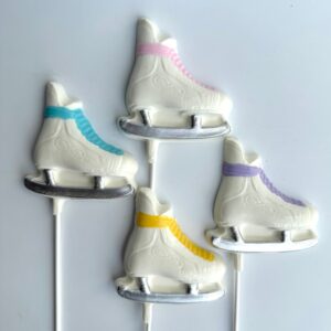 12-White Chocolate Ice Skate Lollipops For Birthday Party/Ice Skating Party/Skating
