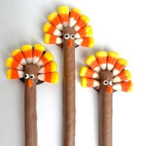 12-Turkey Chocolate Covered Pretzel Rod Favors For Thanksgiving/School Party Favors/Thanksgiving Dessert/Party Favors