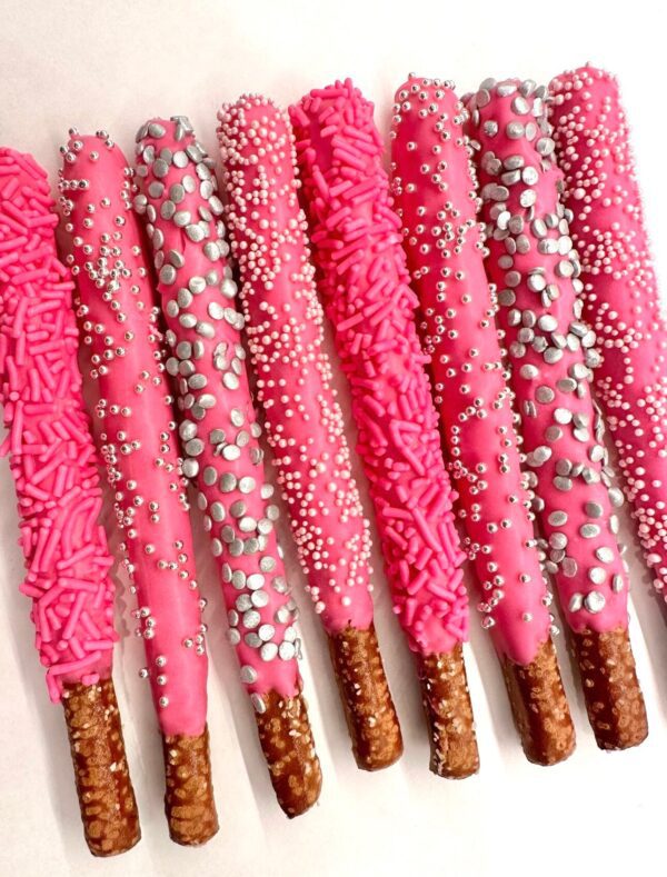 12-Hot Pink Chocolate Covered Pretzels - Image 8