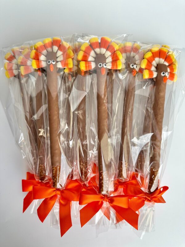 12-Turkey Chocolate Covered Pretzel Rod Favors For Thanksgiving/School Party Favors/Thanksgiving Dessert/Party Favors - Image 8