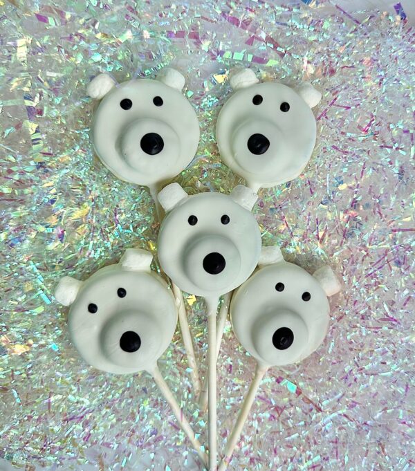 12-Polar Bear Chocolate Covered Oreo Pop Favors For Winter/Party Favor/Stocking Stuffers/School Party - Image 2