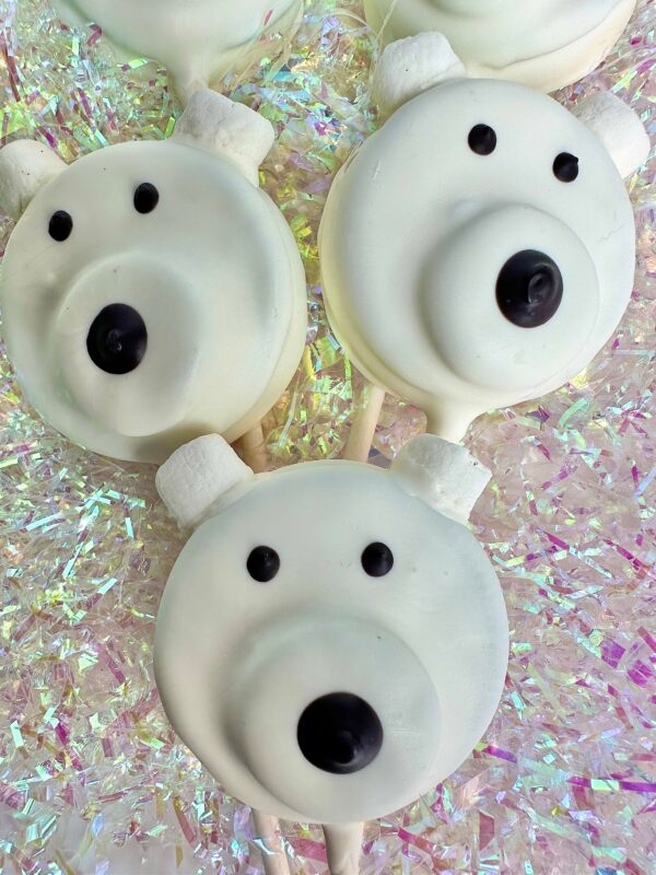12-Polar Bear Chocolate Covered Oreo Pop Favors For Winter/Party Favor/Stocking Stuffers/School Party - Image 3
