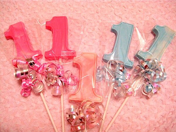 12-Number 1-Chocolate Lollipop Favors For Baby's First Birthday - Image 4