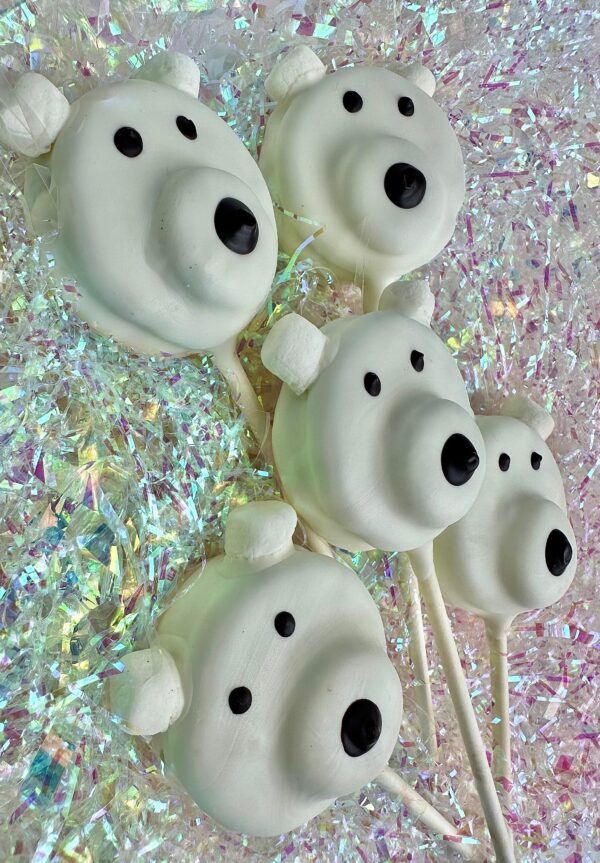 12-Polar Bear Chocolate Covered Oreo Pop Favors For Winter/Party Favor/Stocking Stuffers/School Party - Image 4