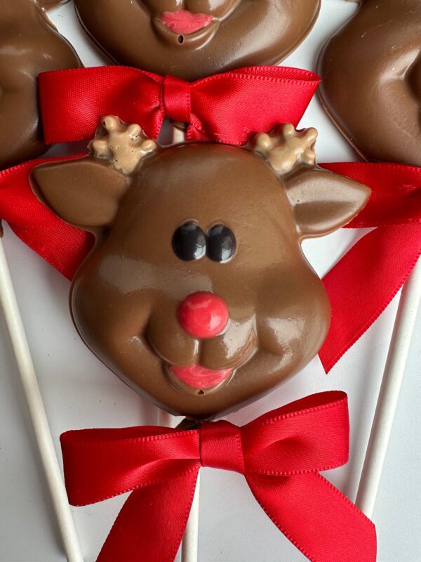 12-Reindeer Milk Chocolate Lollipops For Christmas/Party Favors/School Party - Image 4