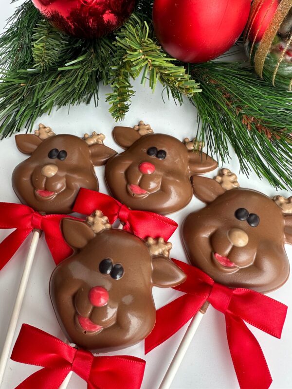 12-Reindeer Milk Chocolate Lollipops For Christmas/Party Favors/School Party - Image 5