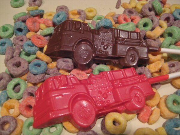 12-Chocolate Firetruck Lollipops For Birthday/Party Favors/Firetruck Party