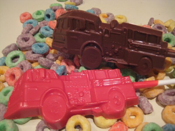 12-Chocolate Firetruck Lollipops For Birthday/Party Favors/Firetruck Party - Image 3
