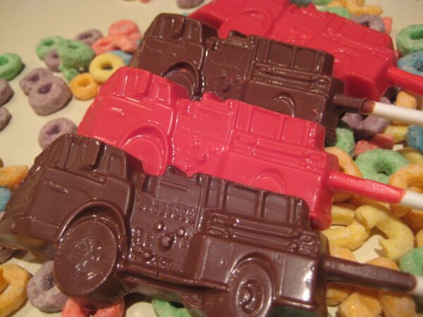 12-Chocolate Firetruck Lollipops For Birthday/Party Favors/Firetruck Party - Image 4