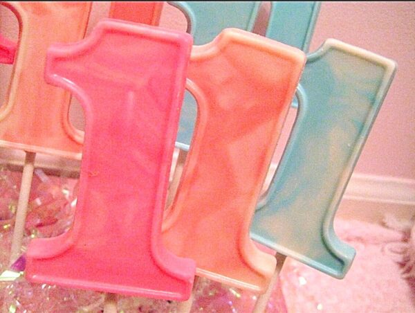12-Number 1-Chocolate Lollipop Favors For Baby's First Birthday - Image 2