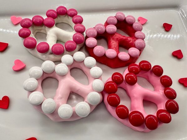 12-Valentine Chocolate Covered Pretzel Hearts With M&M’s For Valentine’s Day/Valentines Day Gift/Special Occasion/Anniversary Gift - Image 2