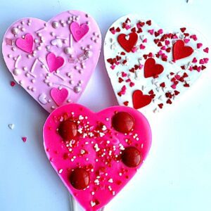 12-Chocolate Heart Lollipops For Birthday Gift/Anniversary Gift/Special Occasion/Any Occasion
