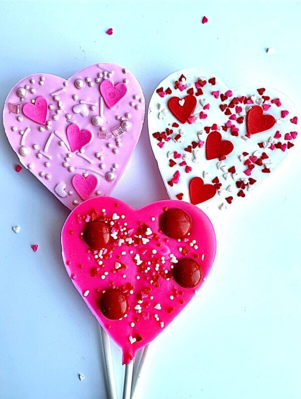 12-Chocolate Heart Lollipops For Birthday Gift/Anniversary Gift/Special Occasion/Any Occasion