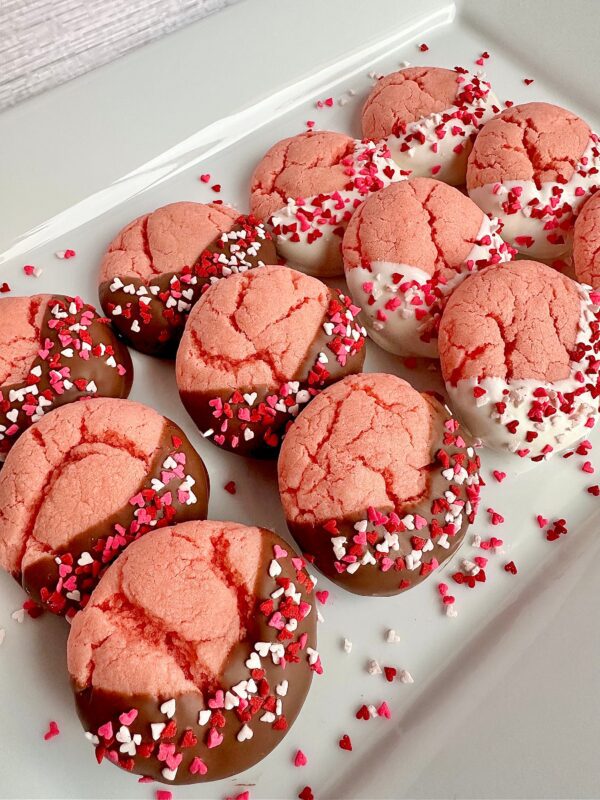 1 Dozen Chocolate Dipped Strawberry Cookies For Valentine Party Favors/Valentine Gift/Party Favors - Image 2
