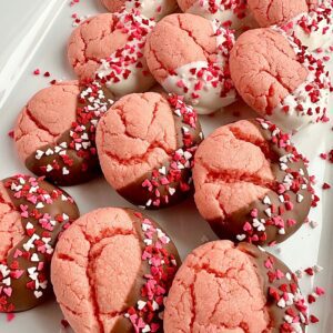 1 Dozen Chocolate Dipped Strawberry Cookies For Valentine Party Favors/Valentine Gift/Party Favors