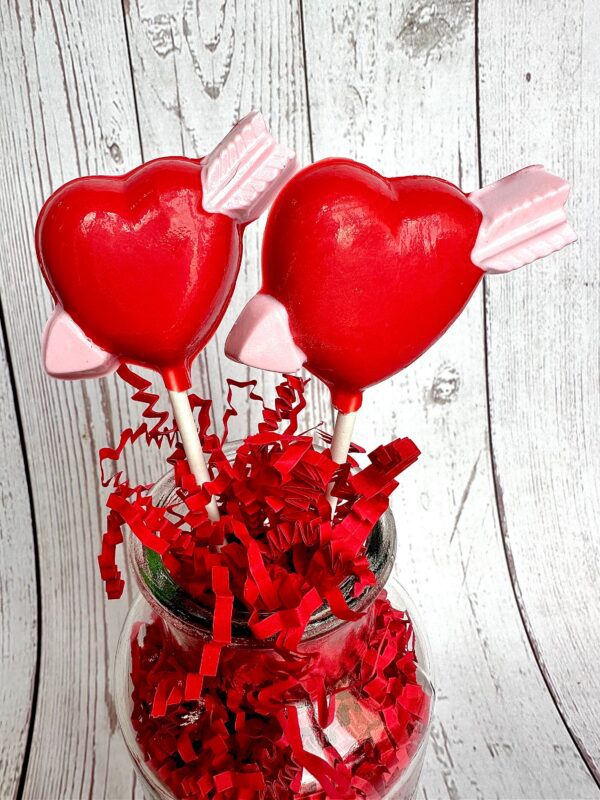 12-Valentine Heart & Arrow Chocolate Lollipops For Valentine’s Day/Valentine Gift/Anniversary Gift/Special Occasion/Any Occasion - Image 2