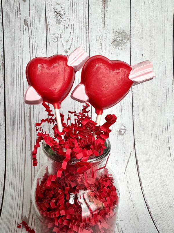 12-Valentine Heart & Arrow Chocolate Lollipops For Valentine’s Day/Valentine Gift/Anniversary Gift/Special Occasion/Any Occasion