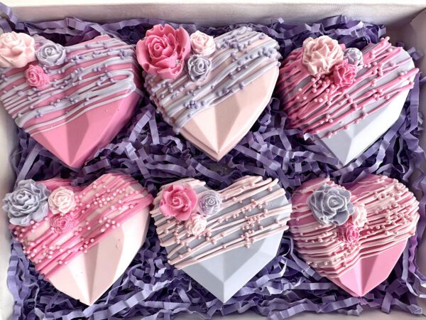 6-Solid Chocolate Hearts Gift Box For Valentine’s Day/Anniversary Gift/Birthday Gift/Special Occasion - Image 2