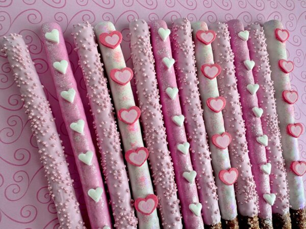 12-Pink Heart Chocolate Covered Pretzels With Hearts/For Valentine’s Day/ Valentine Gift/Anniversary Gift/Just Because Gift - Image 2