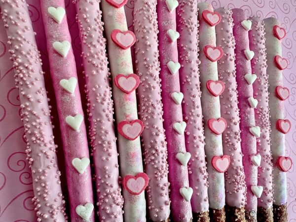 12-Pink Heart Chocolate Covered Pretzels With Hearts/For Valentine’s Day/ Valentine Gift/Anniversary Gift/Just Because Gift - Image 4