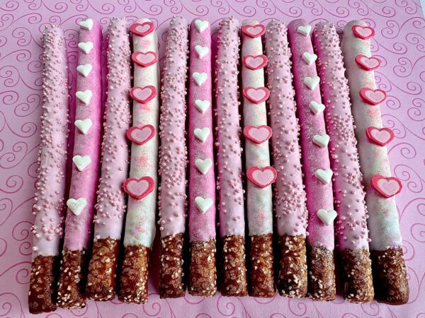 12-Pink Heart Chocolate Covered Pretzels With Hearts/For Valentine’s Day/ Valentine Gift/Anniversary Gift/Just Because Gift - Image 5